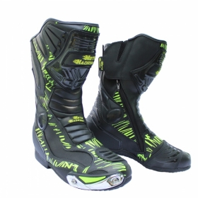 boty na motorku Racing Boot černá/zelená fluo